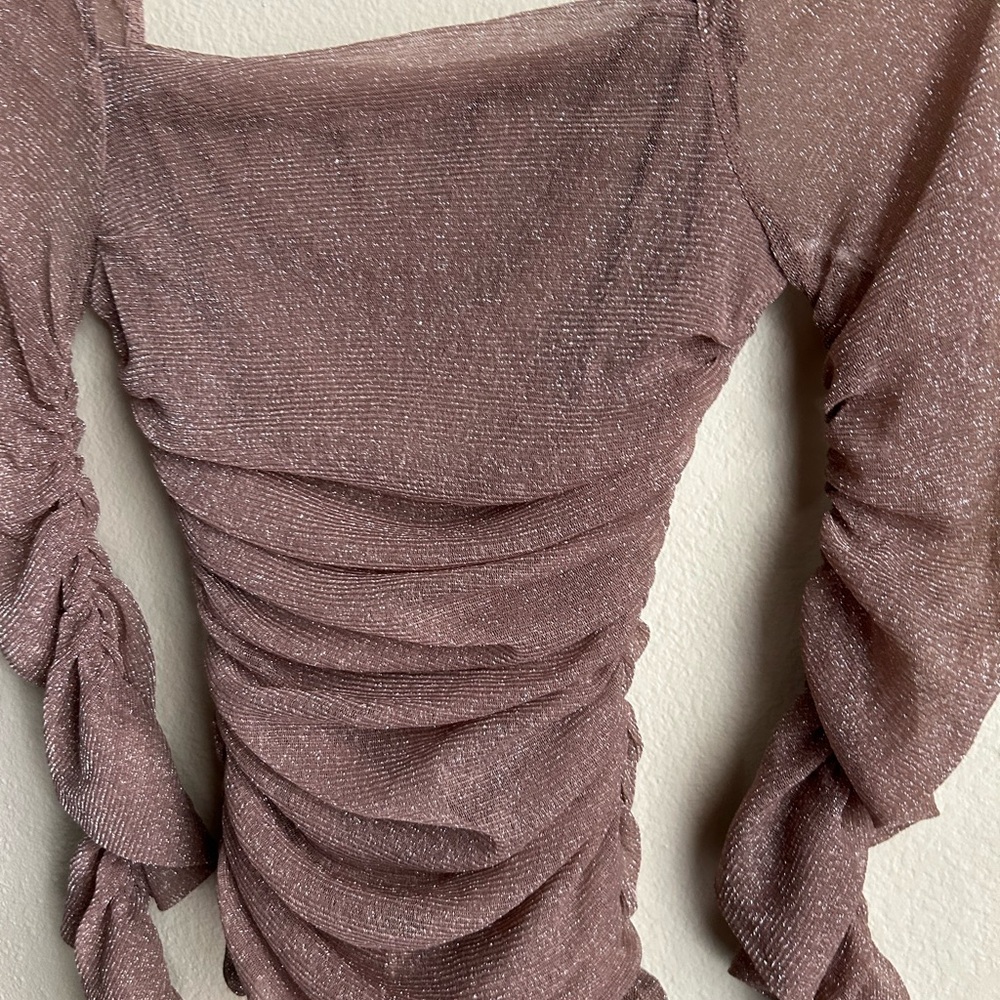 SHEIN Purple Ruched Fitted Bodysuit - Picture 3 of 5